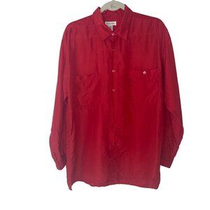 Bogari Vintage Mens Shirt Size Medium Red Button Up Long Sleeve Pockets